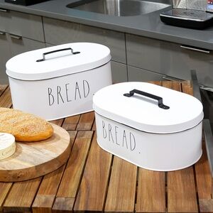 Rae Dunn Bread Box - Rustic White Metal Vintage Farmhouse